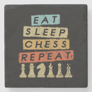 Chess - Eat Sleep Chess Repeat Stone Coaster