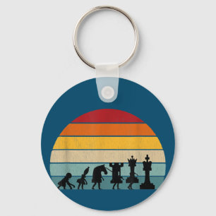 Chess Evolution Retro Vintage Gift For A Chess Key Ring