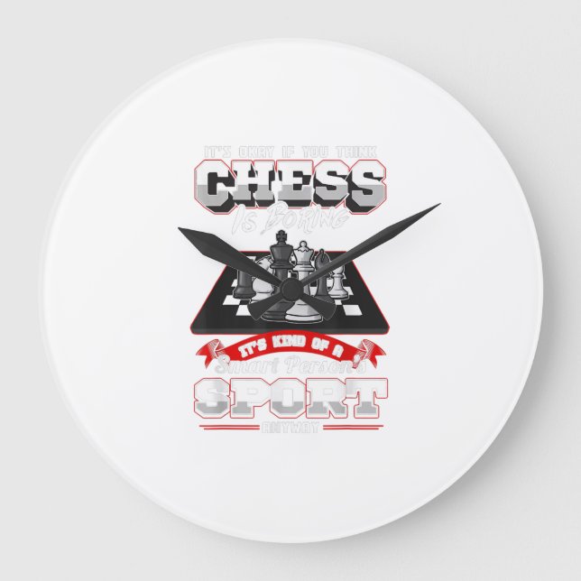 Chess Funny Quotes Humour Sayings Large Clock (Front)