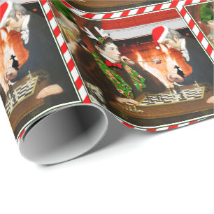 Chess Game Christmas Holiday Gift Wrapping Paper