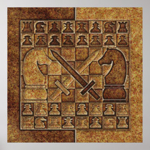 CHESS GAME IN STONE POSTER
