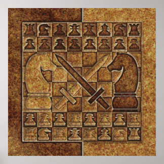 CHESS GAME IN STONE POSTER