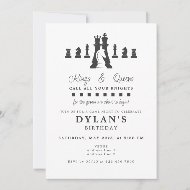 Chess Game Night Any Age Birthday Call Your Knight Invitation (Front)