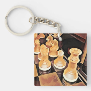 Chess game Original Abstract art Key Ring