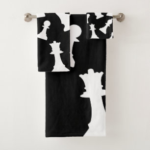 Chess game pieces design bath towel set