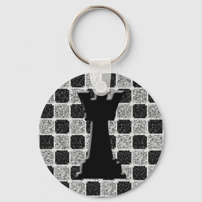 Chess Game Rook and Board Key Ring (Front)