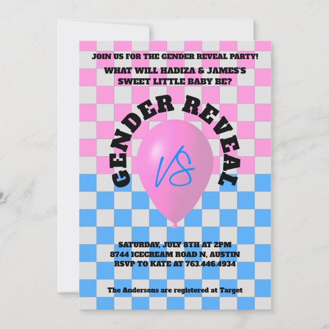 Chess gender reveal invitation (Front)