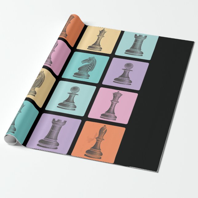Chess Gift | I Really Love The Chess Pieces Wrapping Paper (Unrolled)
