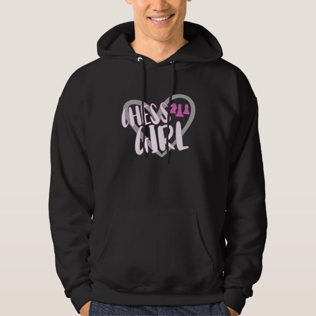Chess Girl Heart Chess Player Hoodie (Front)