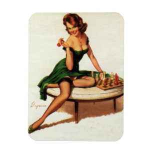 Chess Girl Pin Up Magnet