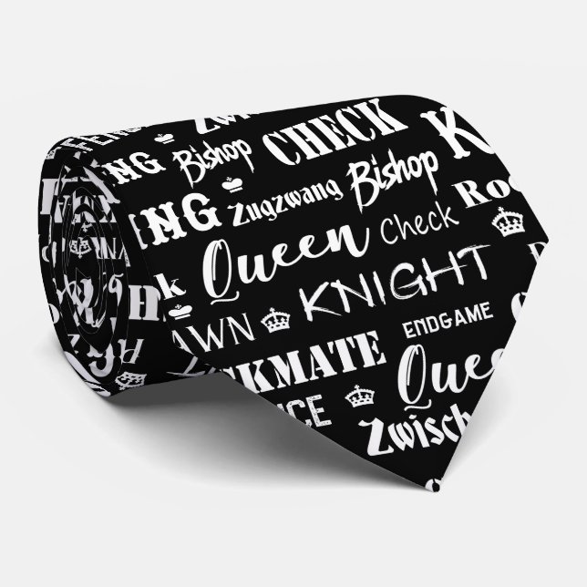 Chess Grandmaster Monochrome Pattern Tie (Rolled)