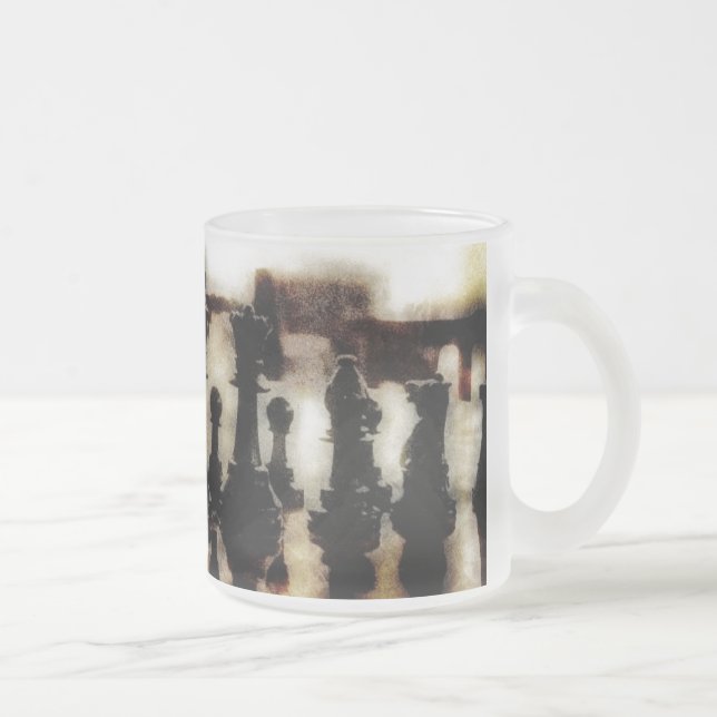 Chess Grunge Frosted Glass Mug (Right)