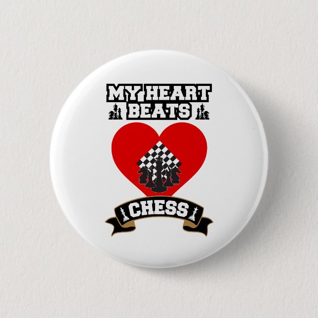 Chess Heart Pieces Strategy Game Love Passion  6 Cm Round Badge (Front)