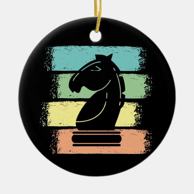 Chess Horse Retro Ceramic Tree Decoration (Front)
