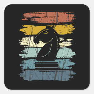 Chess Horse Retro Square Sticker