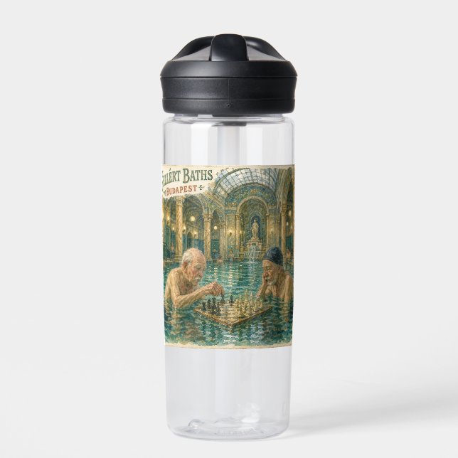Chess in the Gellert Baths Budapest Hungary Water Bottle (Front)