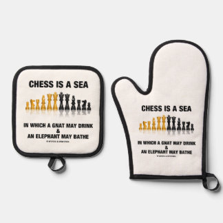 Chess Is A Sea In Which Gnat May Drink Elephant Oven Mitt & Pot Holder Set