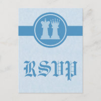 Chess King and Queen RSVP Postcard, Blue