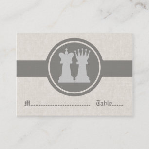 Chess King and Queen Wedding Place Cards, Grey Place Card