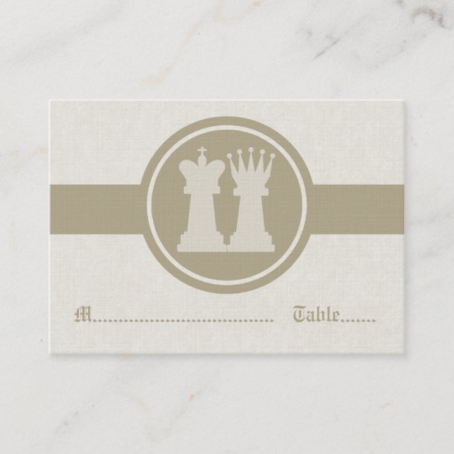 Chess King and Queen Wedding Place Cards, Latte Place Card (Front)