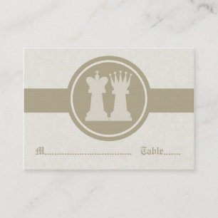 Chess King and Queen Wedding Place Cards, Latte Place Card