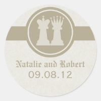 Chess King and Queen Wedding Stickers, Latte