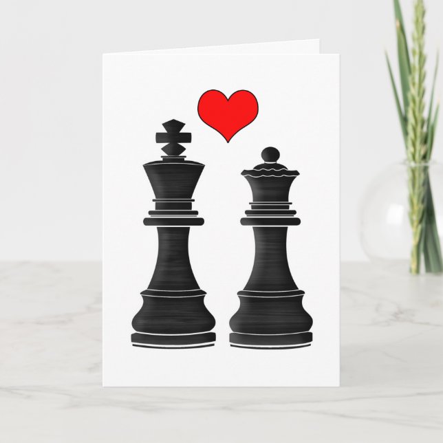 Chess King and Queen with Love Valentine's Day Holiday Card (Front)