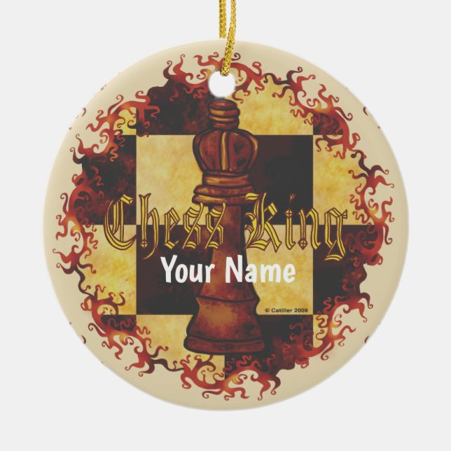 Chess King  Ceramic Tree Decoration (Front)