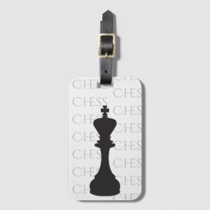 Chess King Classic Piece Modern Black, White Luggage Tag