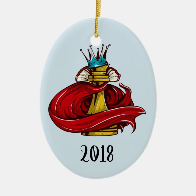 Chess King Keepsake Year Ceramic Tree Decoration (Front)