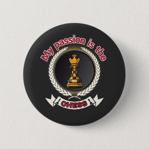 Chess King Laurel Crown Passion Strategy Power 6 Cm Round Badge