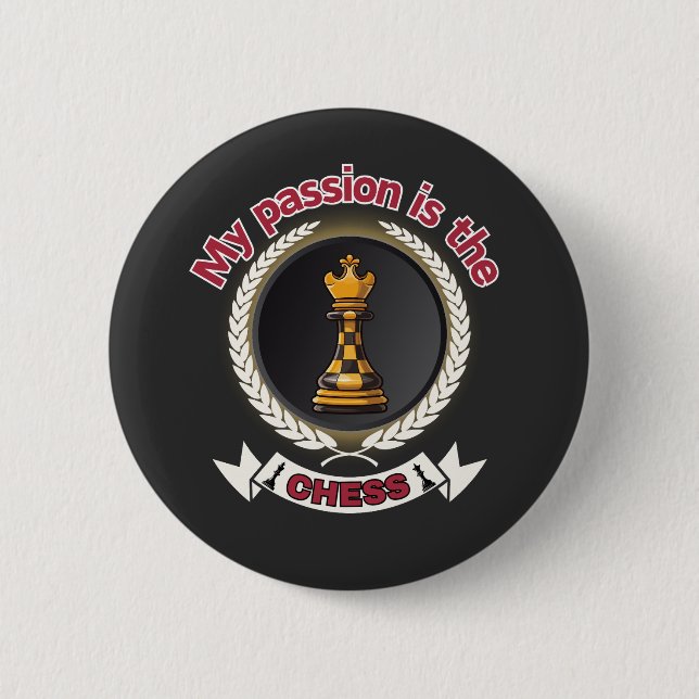 Chess King Laurel Crown Passion Strategy Power 6 Cm Round Badge (Front)