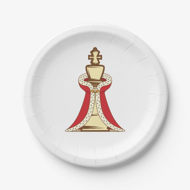 Chess King Piece Paper Plate (Front)