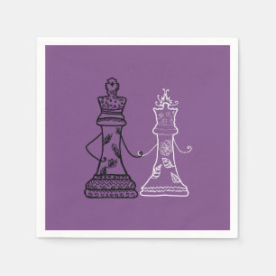 Chess King Queen Figures  Napkins