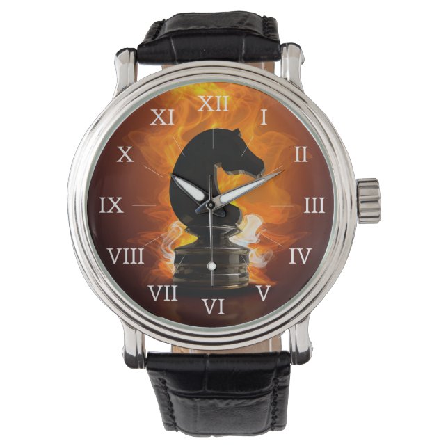 Chess Knight in Flames Watch (Front)