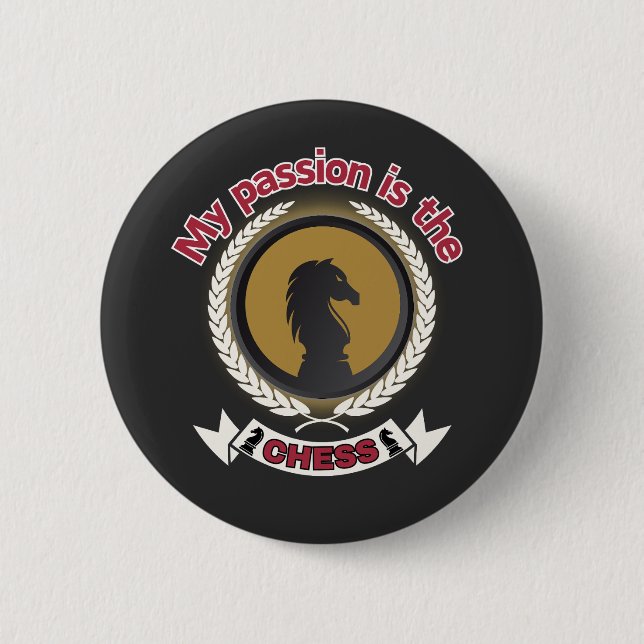 Chess Knight Laurel Crown Passion Strategy T-Shirt 6 Cm Round Badge (Front)