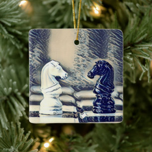 Chess Knights Chess Board Personalised Christmas Ceramic Ornament