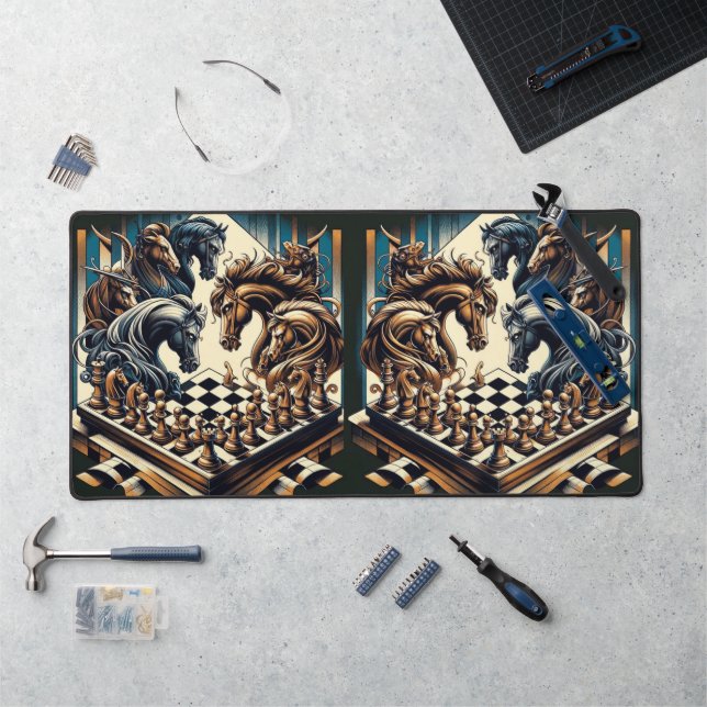 Chess Knights Fantasy Desk Mat Gamer Setup (Workstation)
