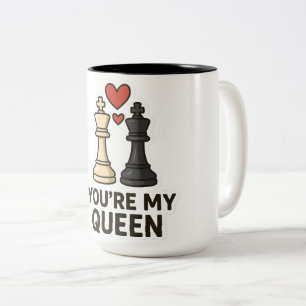 Chess Love Sticker – Black & White Kings Two-Tone Coffee Mug