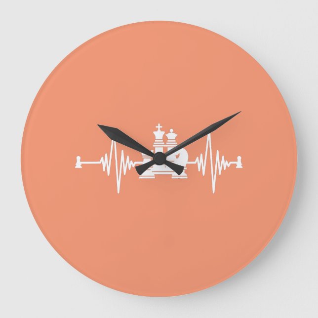 Chess Lover | Heartbeat Chess T-Shirt Large Clock (Front)