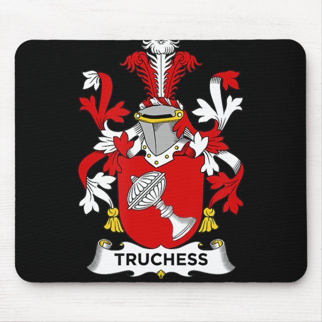 Chess Lover | Truchess Coat of Arms - Family Crest Mouse Mat (Front)