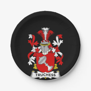 Chess Lover Truchess Coat of Arms - Family Crest Paper Plate
