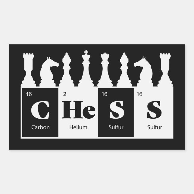 Chess Made of Elements Graphic Chess Pieces Design Rectangular Sticker (Front)