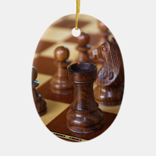 Chess Mahogany Ceramic Tree Decoration (Front)