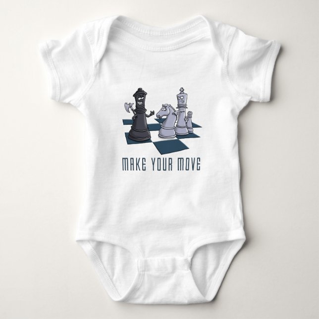 chess, make a move baby bodysuit (Front)
