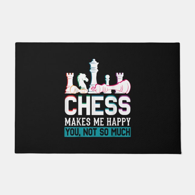 Chess Makes Me Happy Humour Funny Gift Doormat (Front)