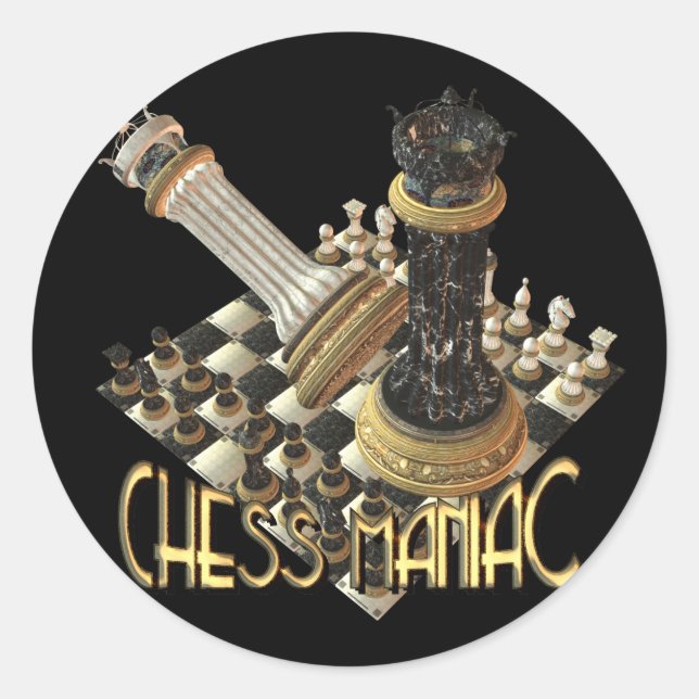 Chess Maniac Classic Round Sticker (Front)