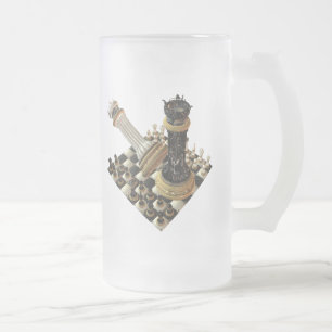 Chess Maniac Frosted Glass Beer Mug
