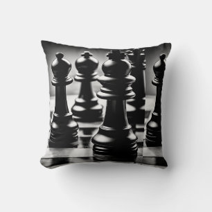 "Chess Masterpiece Pillow – Elegant Fabric Chessbo