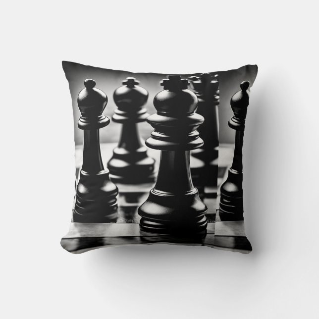 "Chess Masterpiece Pillow – Elegant Fabric Chessbo (Front)